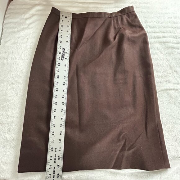 Emanuel Ungaro Paris Parallele Womens Brown Wool Skirt Size 12 Career Office - Picture 8 of 9